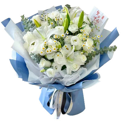 孝感11朵白玫瑰桔梗百合，爱永恒不息